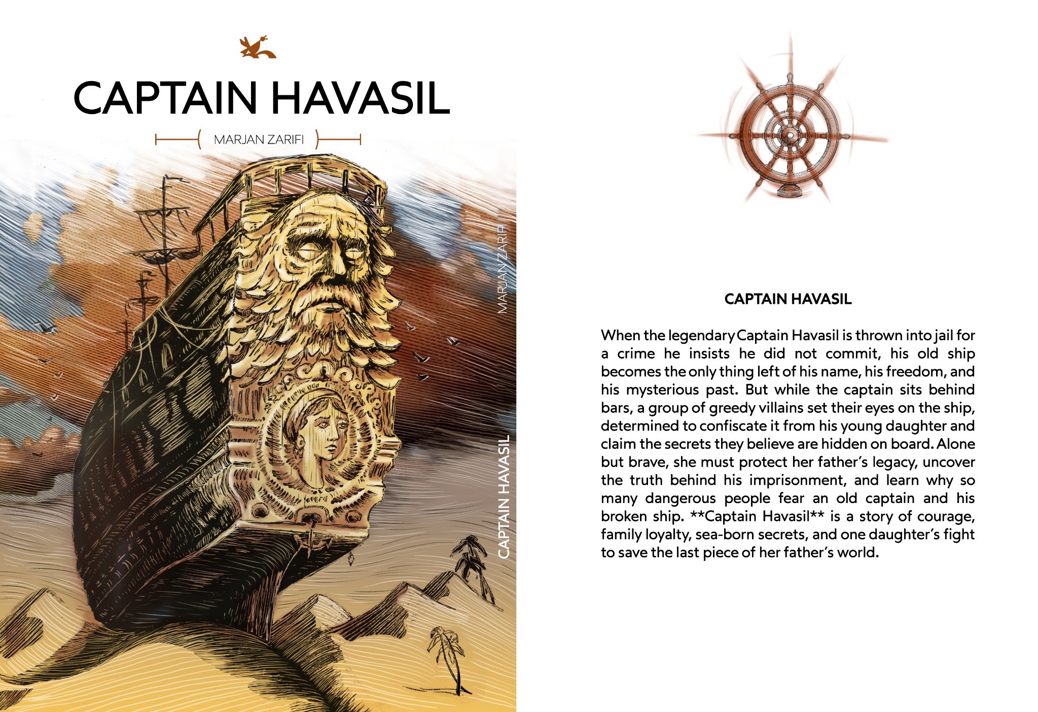 Captain Havasil cover and back cover design by Afshin Mayabadi