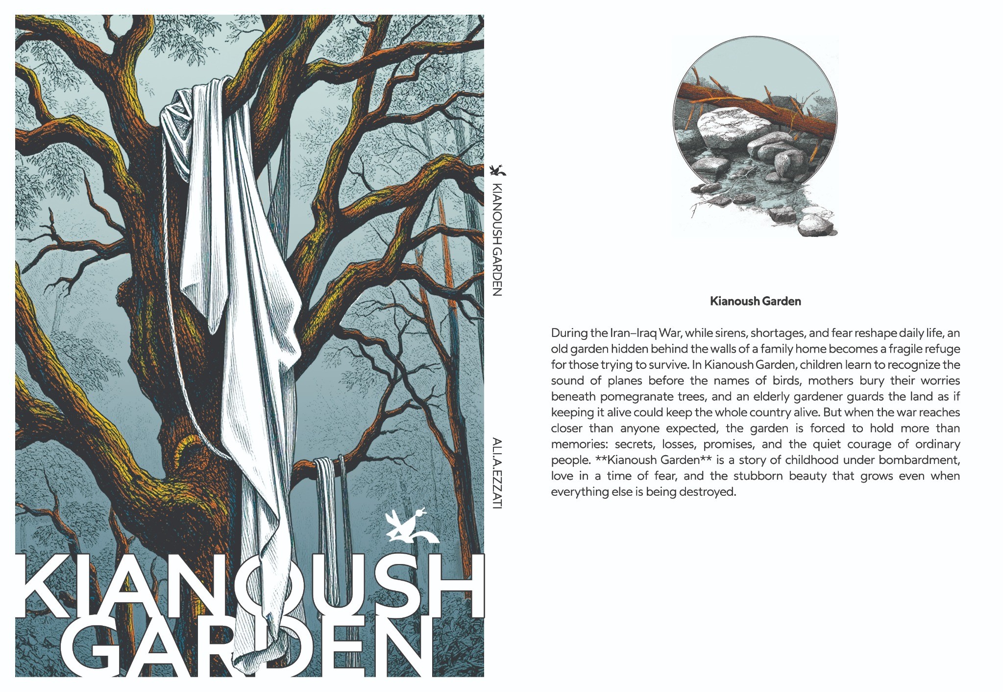 Kianoush Garden cover and back cover design by Afshin Mayabadi