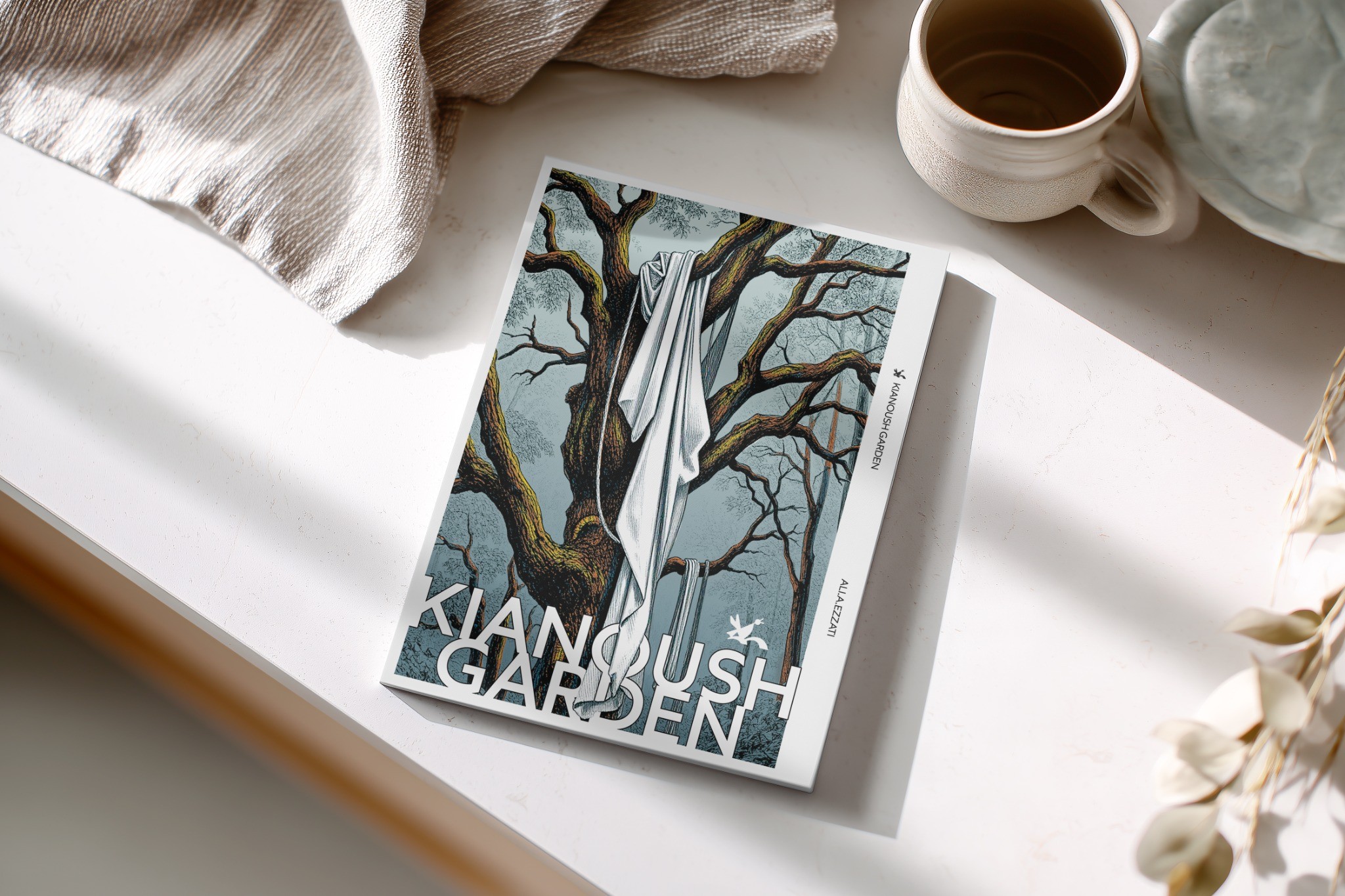 Kianoush Garden book cover mockup by Afshin Mayabadi