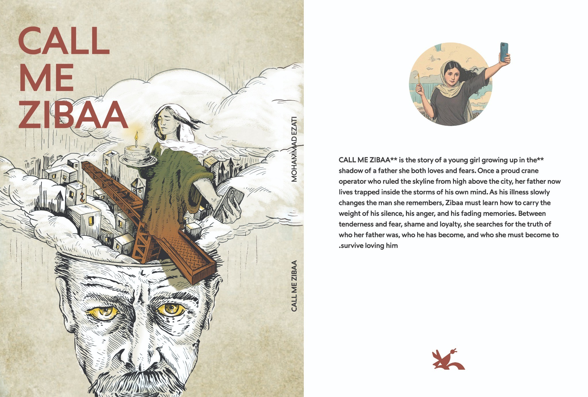 Call Me Zibaa cover and back cover design by Afshin Mayabadi