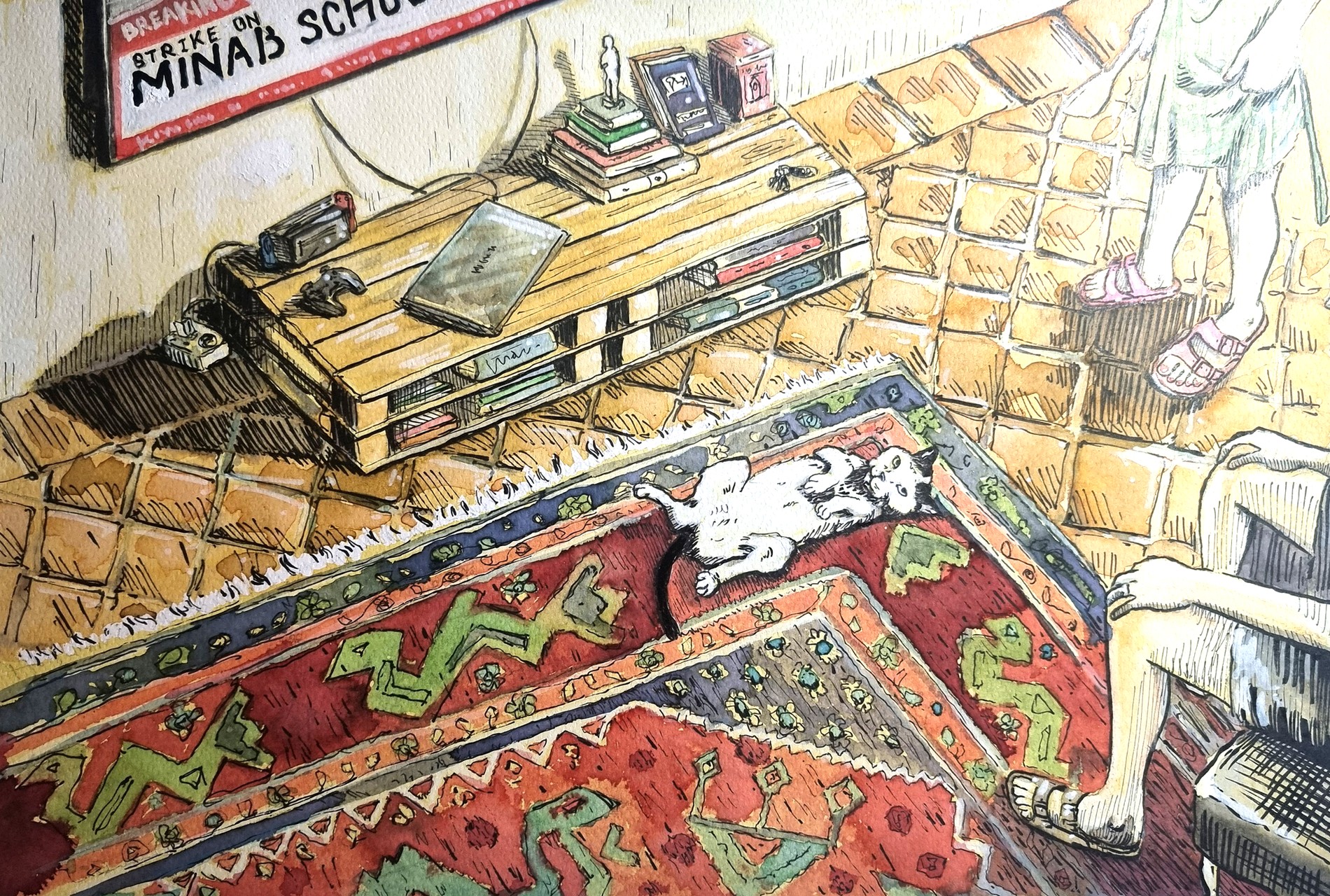 Babak and Sangak interior room with cat